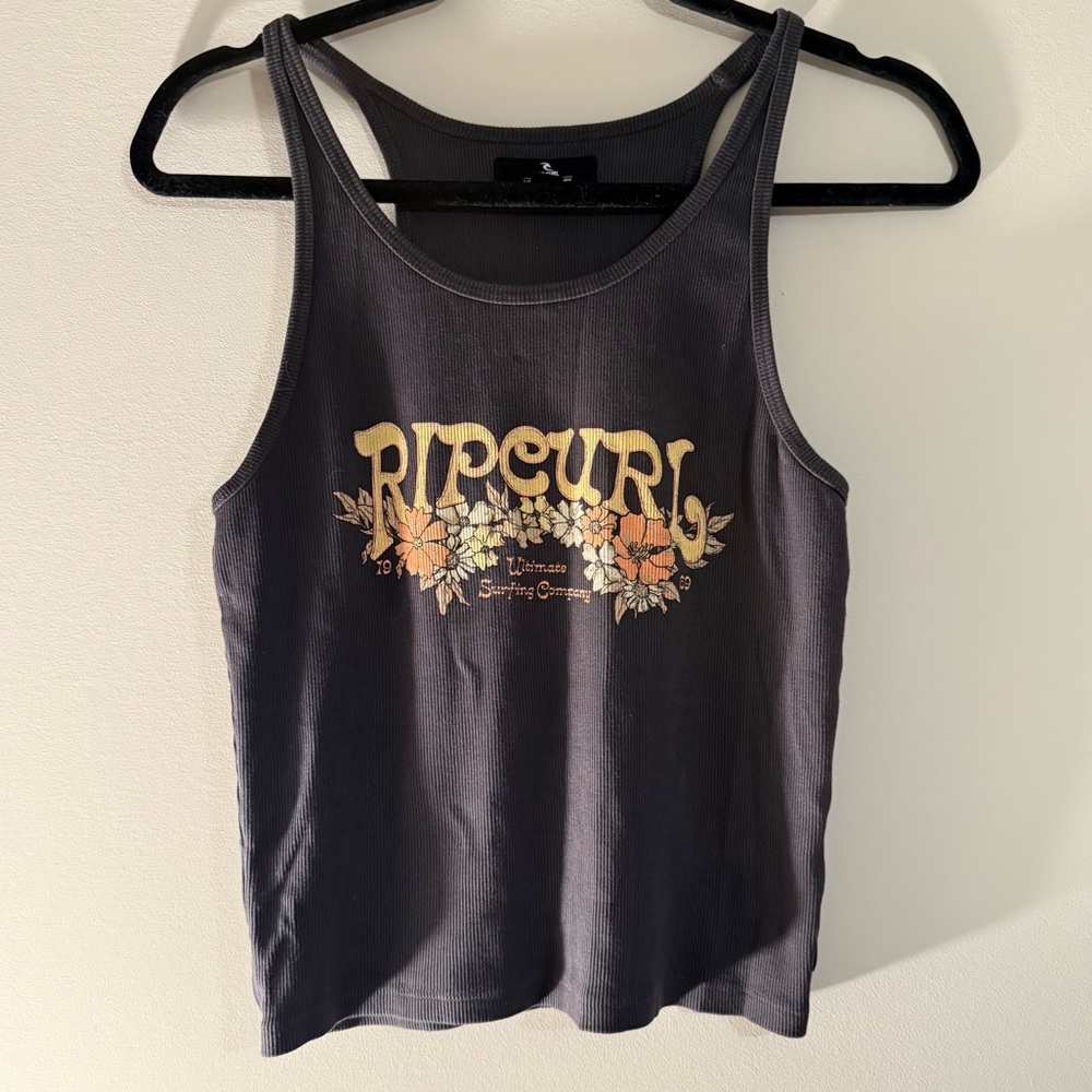 Rip Curl Charcoal Tank Top with Floral Design